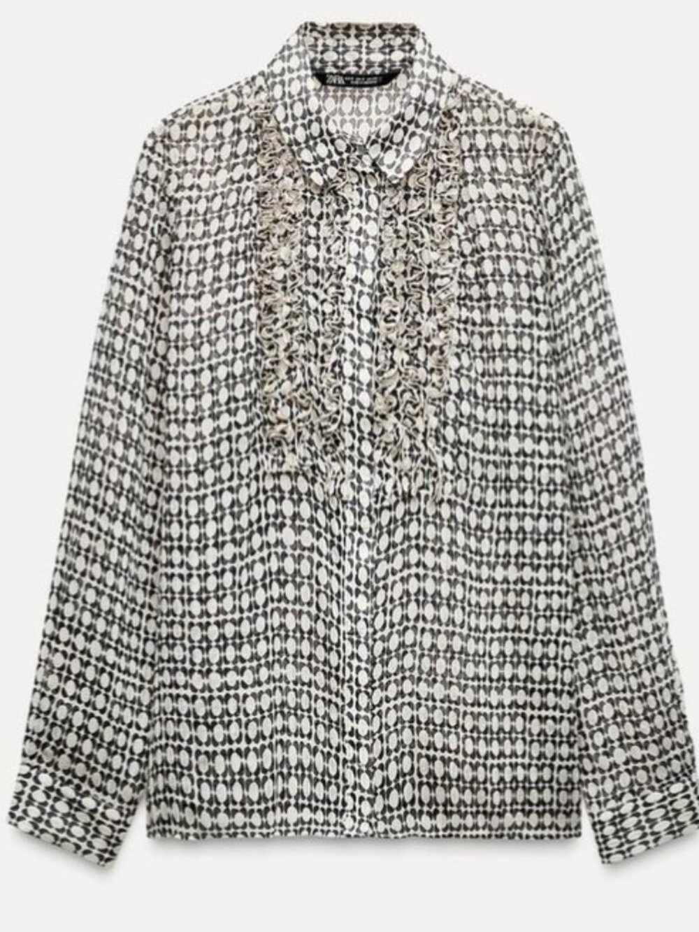 Zara Printed Frilly Shirt XL WORN ONCE !!!